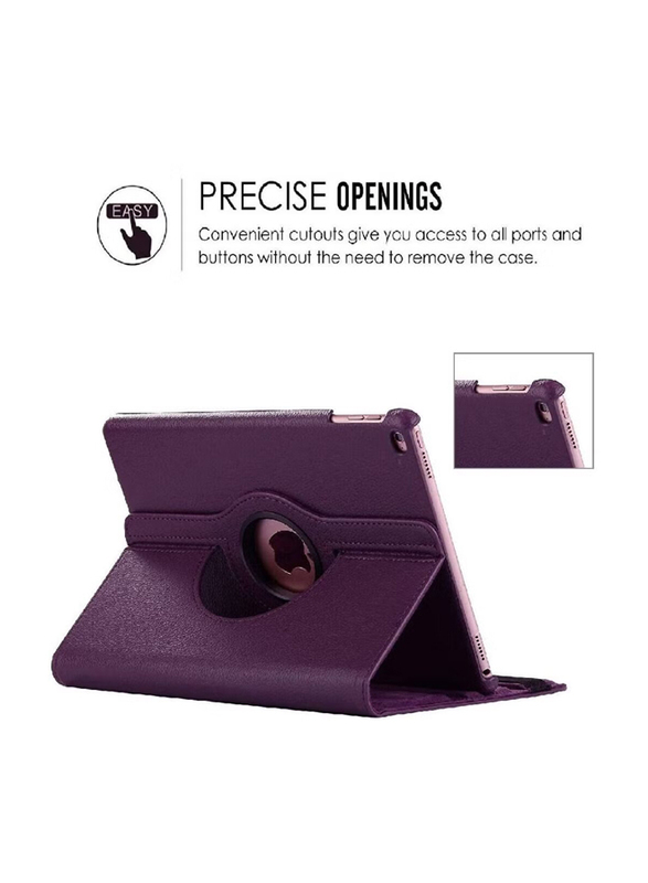 Apple iPad 6th Generation Leather 360 Degree Rotating Stand Folio Tablet Case Cover, Purple