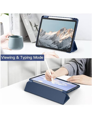 11-inch Apple iPad Pro (2022/2021/2020/2018) Auto Wake/Sleep Back Shell Slim Stand Shockproof Tablet Case Cover with Pencil Holder, Blue
