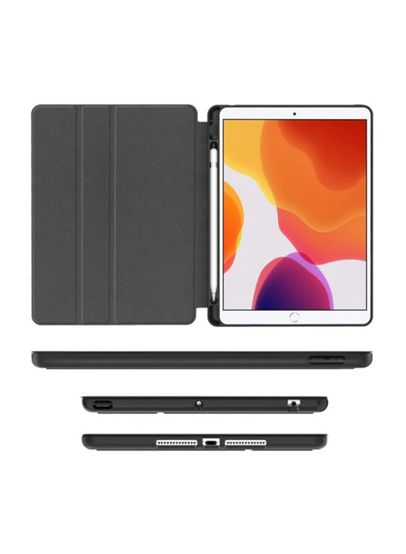 QuickTech Apple iPad 10.2-inch 7th Generation Tablet Flip Case Cover with Pencil Holder, Black