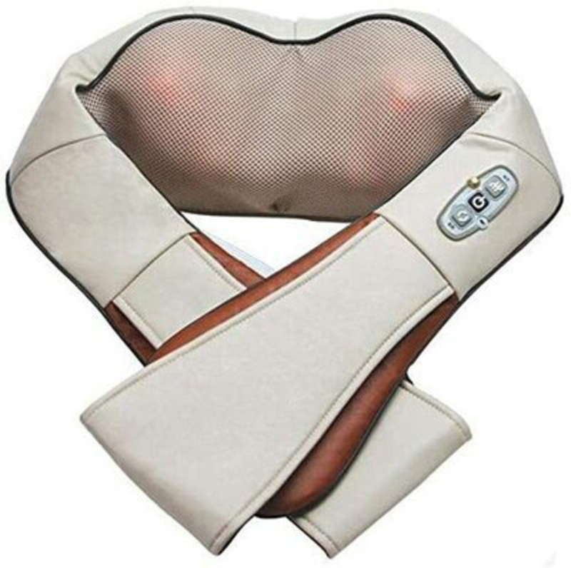 Wang Wang Electric Deep Tissue 3D Kneading Shiatsu Neck, Shoulder, Back, Leg and Foot Massager Pillow with Heat, One Size, Beige