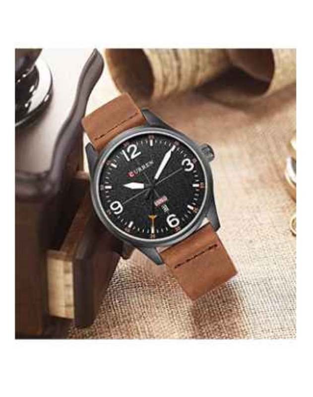 Curren Analog Watch for Men with Alloy Band, Water Resistant, WT-CU-8265-W2, Brown-Black