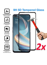 Oppo Reno 4 Glass Screen Protector, 2 Pieces, Clear/Black