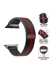 Gennext Magnetic Stainless Steel Loop Band for Apple Watch 44/42mm, Black/Red