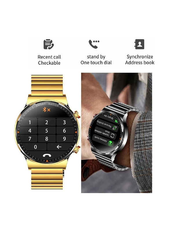 Haino Teko Germany Full Touch Screen Smartwatch, Stainless Steel, Bluetooth Call, IP68 Waterproof, Gold