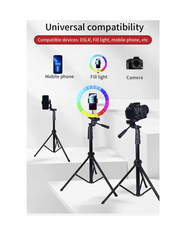 Jmary Multi-functional Adjustable Portable Camera Tripod Cell Phone Holder Floor Stand for Live Streaming, Black