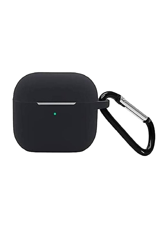 Protective Skin Case Cover with Keychain and Lock for Apple AirPods 3, Black