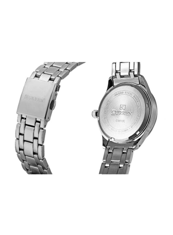 Curren Analog Watch for Women with Stainless Steel Band, Water Resistant, C9010L-1, Silver