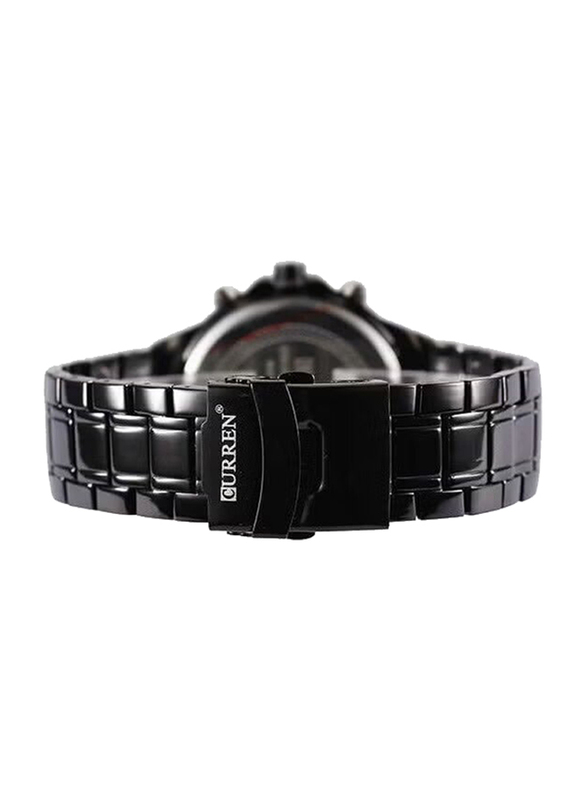 Curren Analog Watch for Men with Stainless Steel Band, 8046, Black