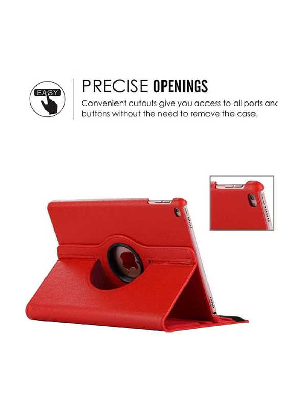 Apple iPad 9.7 Inch Leather 360 Degree Rotating Stand Folio Tablet Phone Flip Case Cover, Red