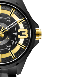 Curren Analog Watch for Men with Stainless Steel Band, Water Resistant, 8333, Black-Gold/Black