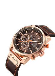 Curren Analog Watch for Men with PU Leather Band, Water Resistant and Chronograph, J3103BR, Brown