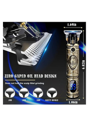 Professional Cordless Precision T-Bladeds Outliner Grooming Baldheaded Hair Trimmer Shaver, Gold