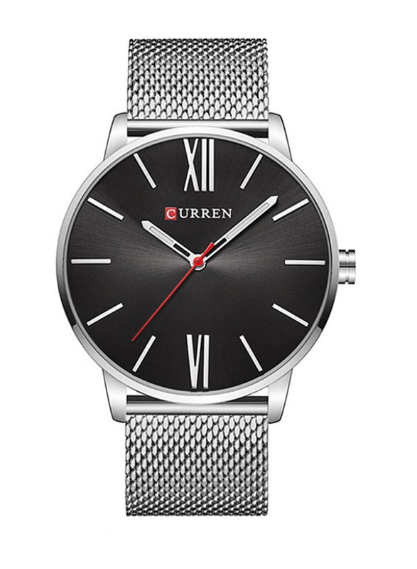 Curren Analog Watch for Men with Stainless Steel Band, NNSB03707793, Silver-Black