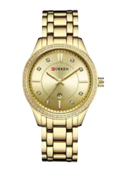 Curren Analog Watch for Women with Stainless Steel Band, Water Resistant, WT-CU-9010-GO#D1, Gold