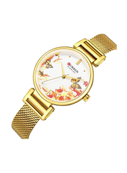 Curren Analog Watch for Women with Stainless Steel Band, Water Resistant, 9053, Gold-Multicolour