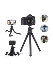 Universal Adjustable Foldable Tripod Stand for Camera and Smart Phone, Black