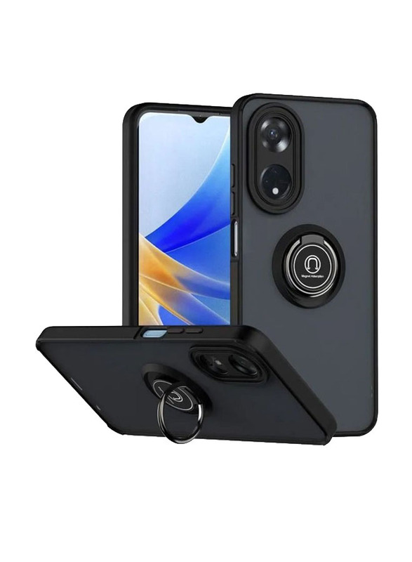 Olliwon Oppo Reno 8t 5g Protective Shockproof Kickstand Car Magnetic Mount Back Mobile Phone Case Cover with Metal Ring Grip, Black