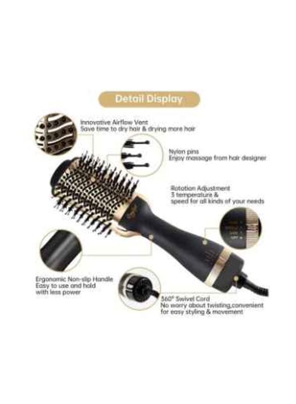 Ceramic Styler & Volumizer Brush Blow Dryer Styler, Black