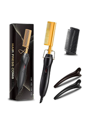 Xiuwoo 2-in-1 Hair Straightener & Curler Comb, Black