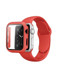 Silicone Smart Watch Strap Set with Case for Apple Watch 45mm, Red