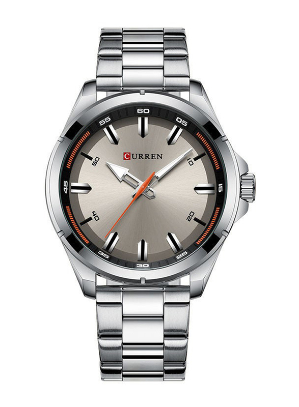 Curren Analog Watch for Men with Stainless Steel Band, J3659SGY-KM, Silver