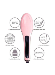 Fast Hair Straightener Electric Comb Brush With LCD Display, Pink