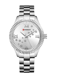 Curren Analog Watch for Women with Stainless Steel Band, Water Resistant, 9009, Silver