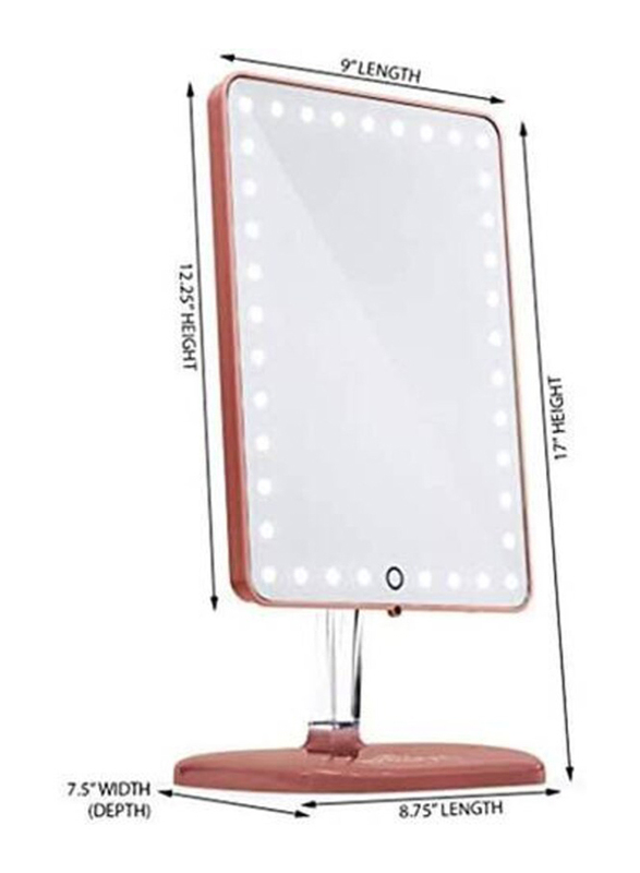 Touch Screen Lightning Vanity Makeup Mirror With Led Lights, Rose Gold