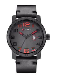 Curren Analog Watch for Men with Leather Band, Water Resistant, 8254, Black