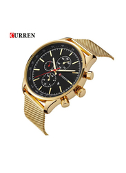 Curren Stylish Analog + Digital Wrist Watch for Men with Alloy Band, Water Resistant, J1714GB-KM, Gold-Gold/Black