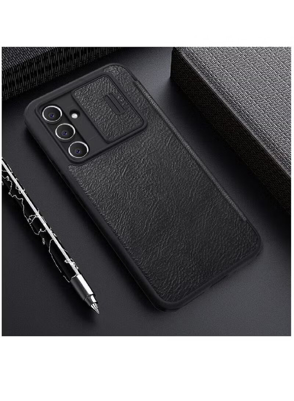 Nillkin Samsung Galaxy A14 4g/5g Qin Leather Mobile Phone Case Cover with Slide Camera Protection, Black