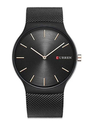 Curren Analog Watch for Men with Stainless Steel Band, Water Resistant, WT-CU-8256-B, Black