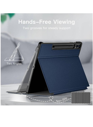 Samsung Galaxy Tab S9 Plus 12.4-inch Multi-Angle Viewing Slim Folio Stand Protective Tablet Cover with S Pen Holder, Navy Blue