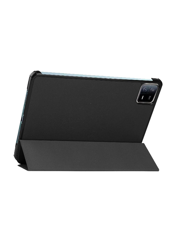 Dux Ducis Xiaomi Pad 6/Xiaomi Pad 6 Pro 2023 Premium PU Ultra Thin Smart Mobile Phone Case Cover with Tempered Glass Screen Protector, Black/Clear