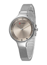 Curren Analog Watch for Women with Aluminum Band, 2351839, Silver-Grey