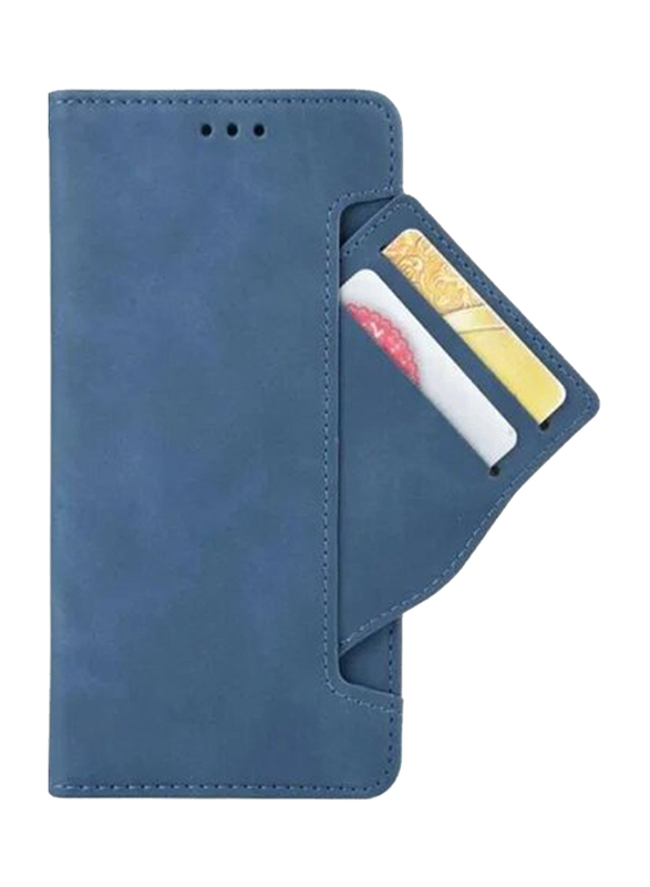 Olliwon LG Velvet PU Leather Shockproof Wallet Slim Thin Folio Kickstand Credit Card Slots Holder Magnetic Closure Bumper Mobile Phone Case Cover, Blue