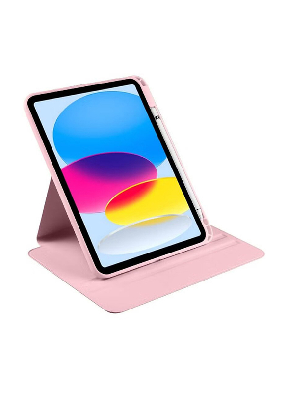 Hyx Apple iPad (10th Generation) 10.9 Inch 2022 Hard PC Back Shell Slim Smart Tablet PC Case Cover with 360° Rotating Stand and Auto Sleep/Wake, Pink