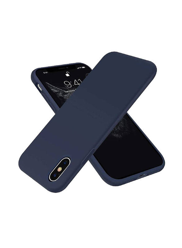 Apple iPhone XS Max Soft Silicone Rubber Full Body Protective Bumper Mobile Phone Back Case Cover, Blue