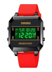 SKMEI Digital Unisex Watch with Polyurethane Band, Water Resistant, 1848, Red-Black