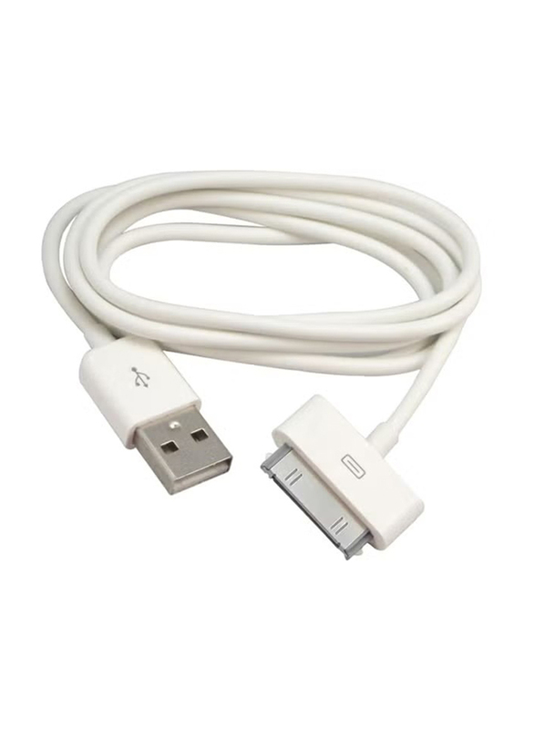 30 Pin USB Data Sync Charging Cable, USB Type A to 30-Pin for Apple Device, White