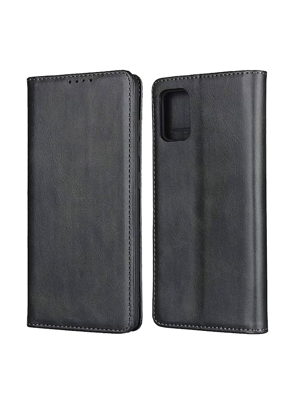 Samsung Galaxy A71 Leather Wallet Flip Mobile Phone Case Cover, Black