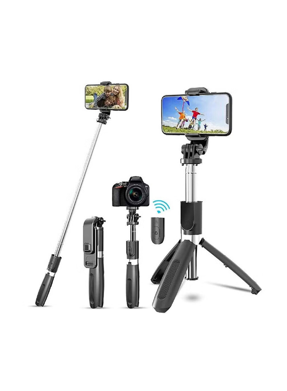 40 Inch Portable Aluminium Alloy Selfie Stick Phone Tripod with Wireless Remote Shutter for Apple iPhone/Andriod/Samsung Smartphones, Black