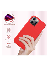 Apple iPhone 12 Pro Max Liquid Silicone Slim Protective Shockproof Mobile Phone Case Cover, Red