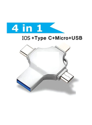 64GB 4-In-1 USB Flash Drive, Silver