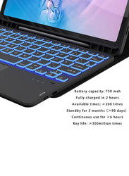 Wireless Backlit Touchpad English Keyboard Case Cover with Slim Stand for Samsung Galaxy Tab S9/S9 FE 10.9 Inch 2023, Black