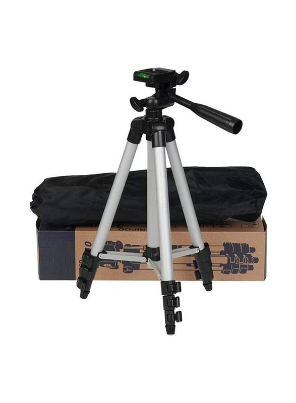 3 Dimensional Foldable Camera Tripod Stand with Mobile Clip Holder Bracket for Tiktok Video, Grey/Black