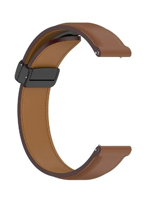 Perfii Genuine Cow Leather Watch Strap 22mm Folding Buckle Wristband for Xiaomi Watch S1/S2/S1 Active/S1 Pro, Brown