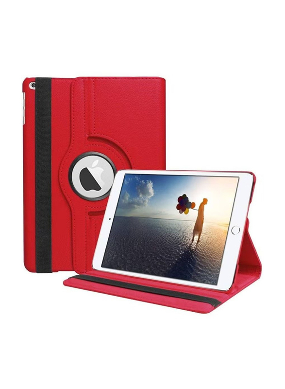 Apple iPad 10.2/10.5 Inch Leather 360 Degree Rotating Stand Folio Tablet Phone Flip Case Cover, Red