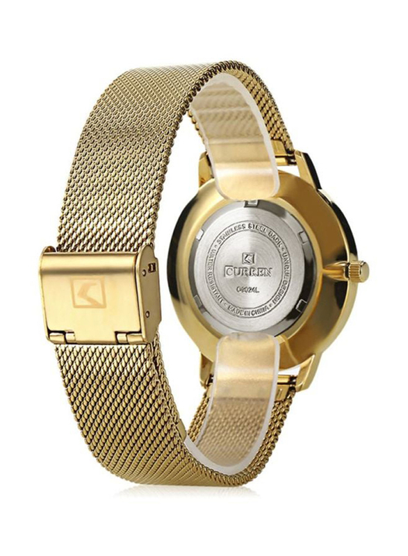 Curren Analog Watch Unisex with Stainless Steel Band, Water Resistant, 9024, Gold