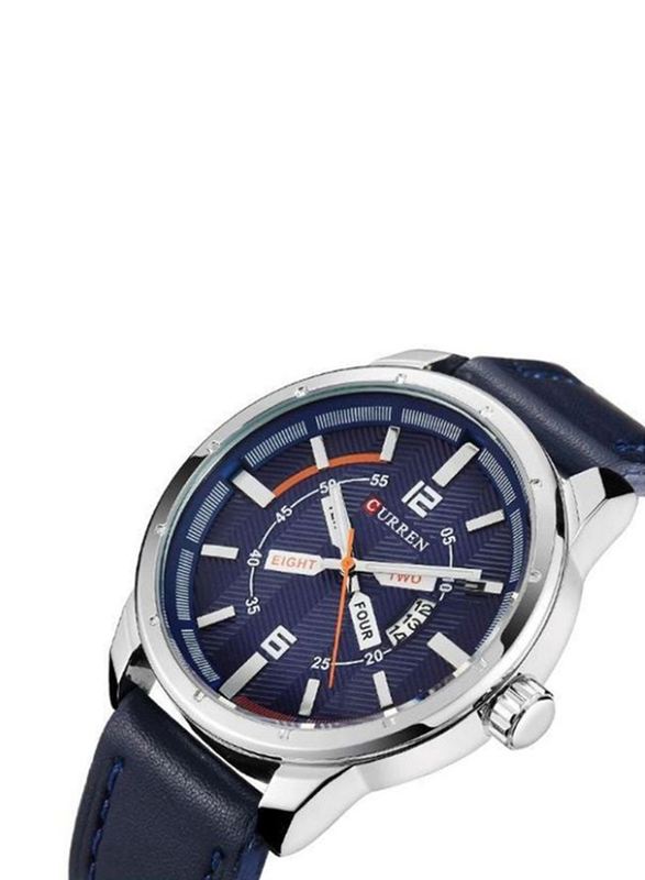 Curren Analog Watch for Men with Leather Band, Water Resistant, 8211, Blue